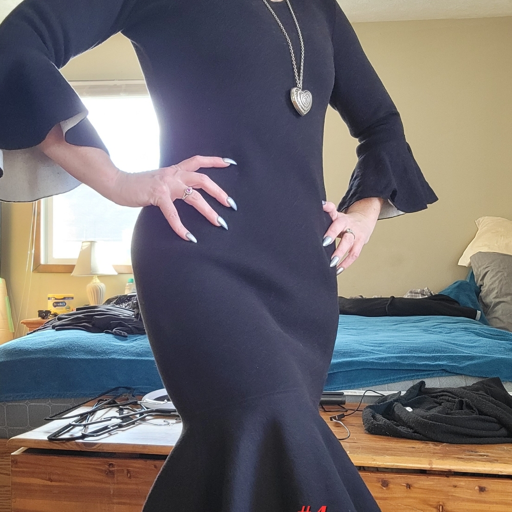 Black/White Georgette Business Dress